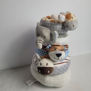 Kellytoy Animal Stacker Dohnut Ring Elephant Tiger Giraffe Plush Baby Toy